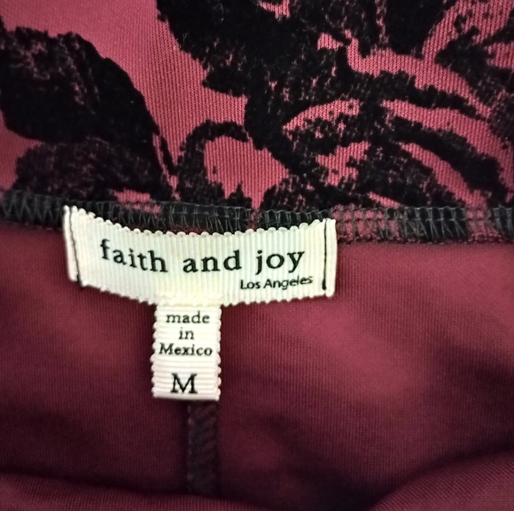 Faith & Joy Midi Skirt with Velvet Burnout Floral Print Size Medium - Picture 4 of 7